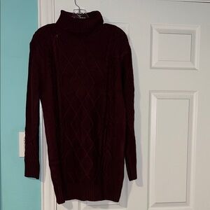 Lulu's Deep Burgundy Cowl Neck Sweater